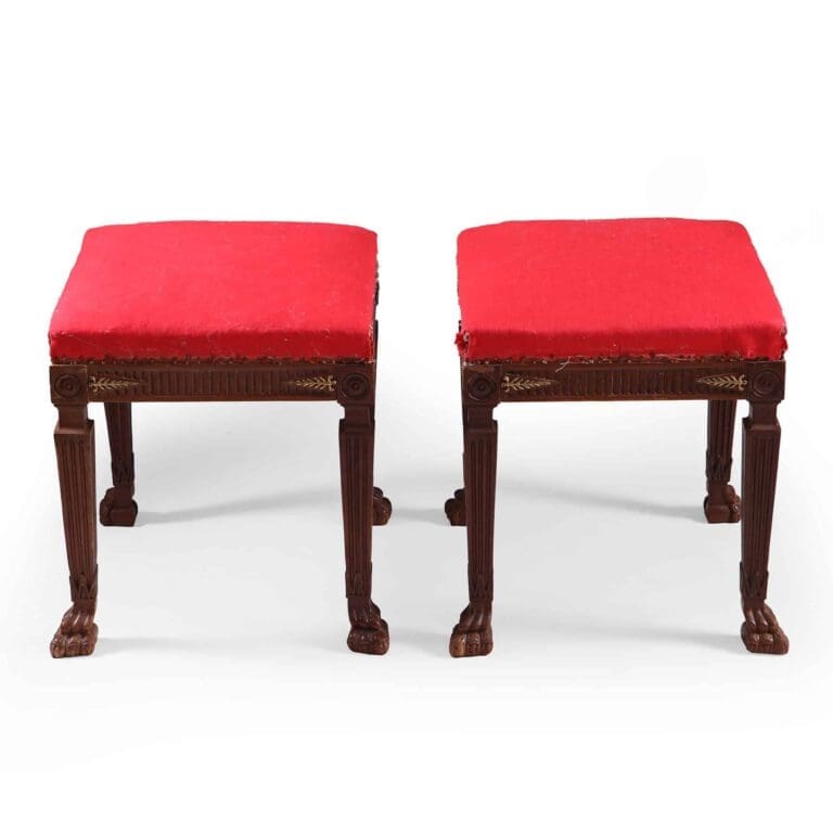 Pair of Empire Style Upholstered Stools