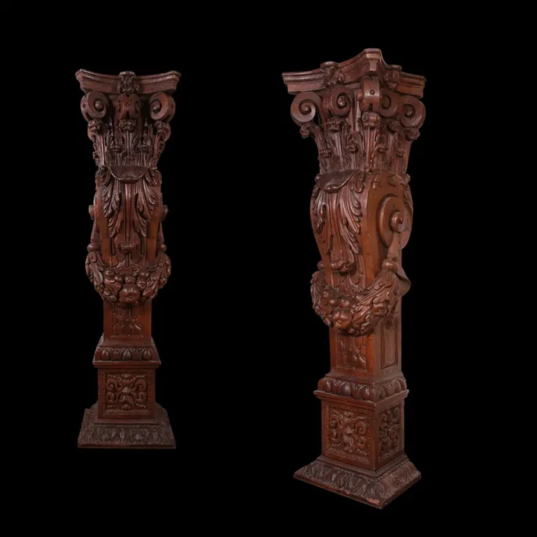 Pair of Portuguese Baroque Volute Pedestals