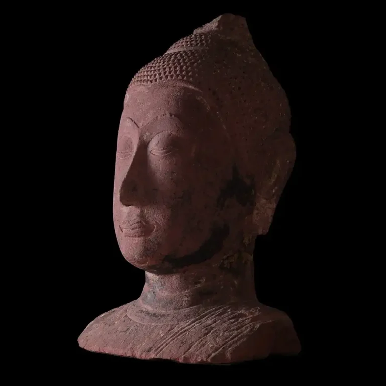 Ayutthayan Siamese Red Sandstone Head of Buddha